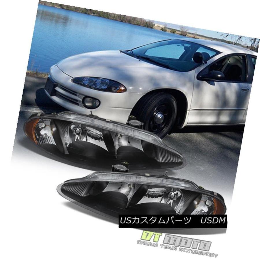 ヘッドライト ブラック1998-2004ダッジイントレピッドヘッドライトヘッドランプ交換98-04左+右 Black 1998-2004 Dodge