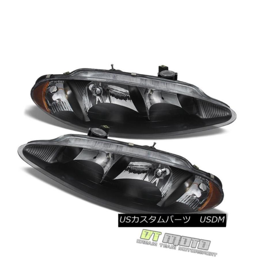 ヘッドライト ブラック1998-2004ダッジイントレピッドヘッドライトヘッドランプ交換98-04左+右 Black 1998-2004 Dodgeの画像