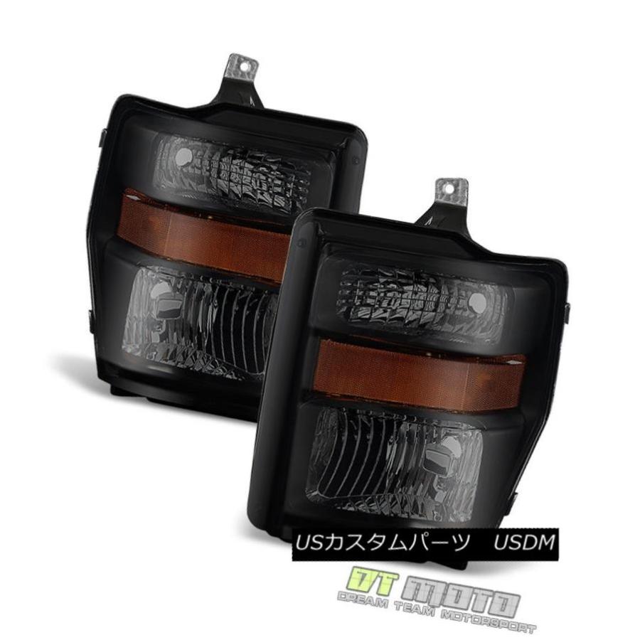ヘッドライト ブラックスモーク2008-2010 Ford F250 F350 SuperDutyヘッドライトヘッドランプLeft + Right B