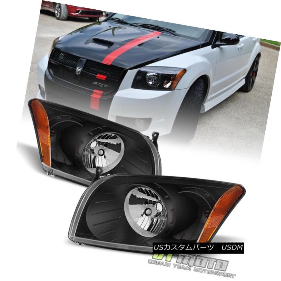 ヘッドライト ブラック2007-2012ダッジキャリバーR / T SXT SEヘッドライトヘッドランプ左+右07-12 Black 2007-201