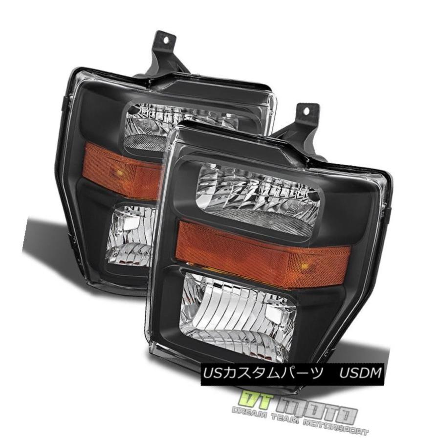 ヘッドライト ブラックフォード2008-2010フォードF250 F350 F450 F550スーパーヘッドライト左+右 Black Ford 200