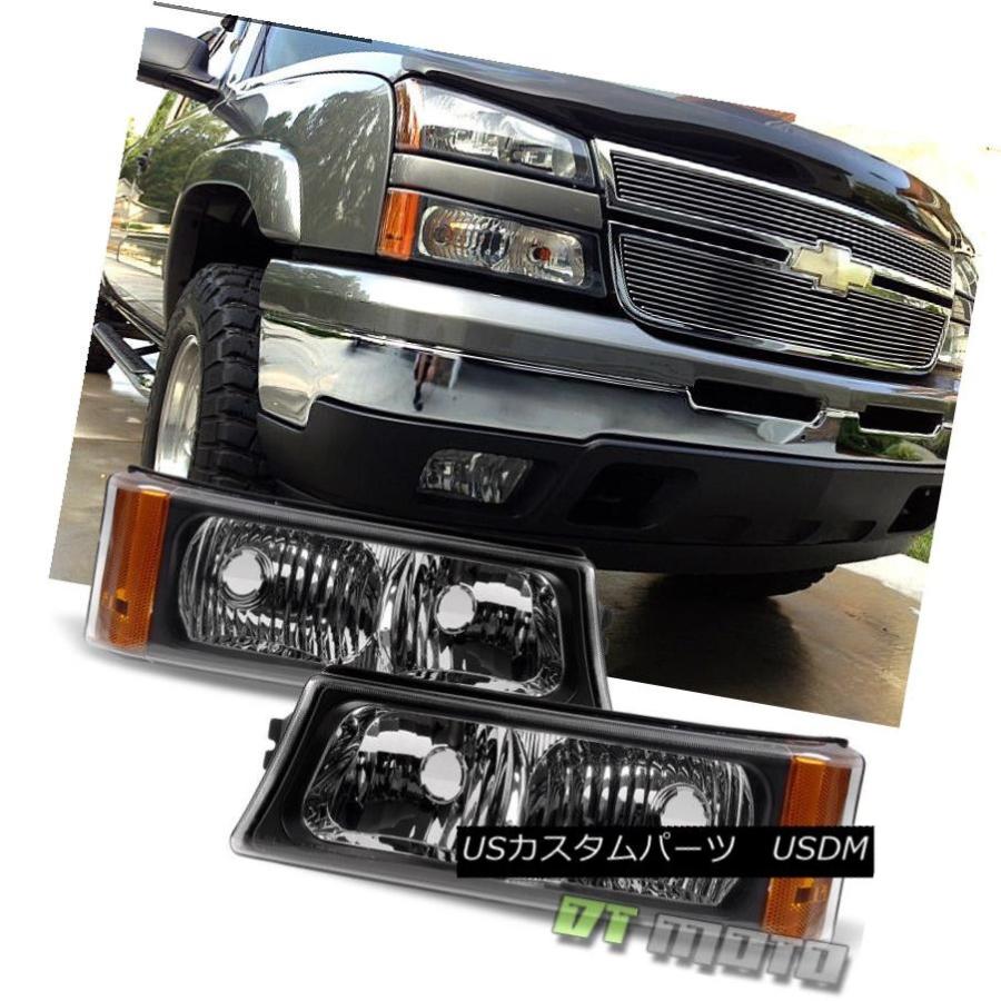 ヘッドライト ブラック2003-2006シボレーシルバラードバンパーコーナー信号パーキングライトランプセット Black 2003-2006 Chev
