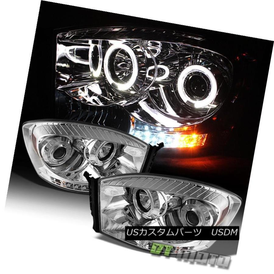 前照灯 06-08ダッジラムデュアルヘイロープロジェクターLedヘッドライトライトランプ左+右 06-08 Dodge Ram Dual Hal