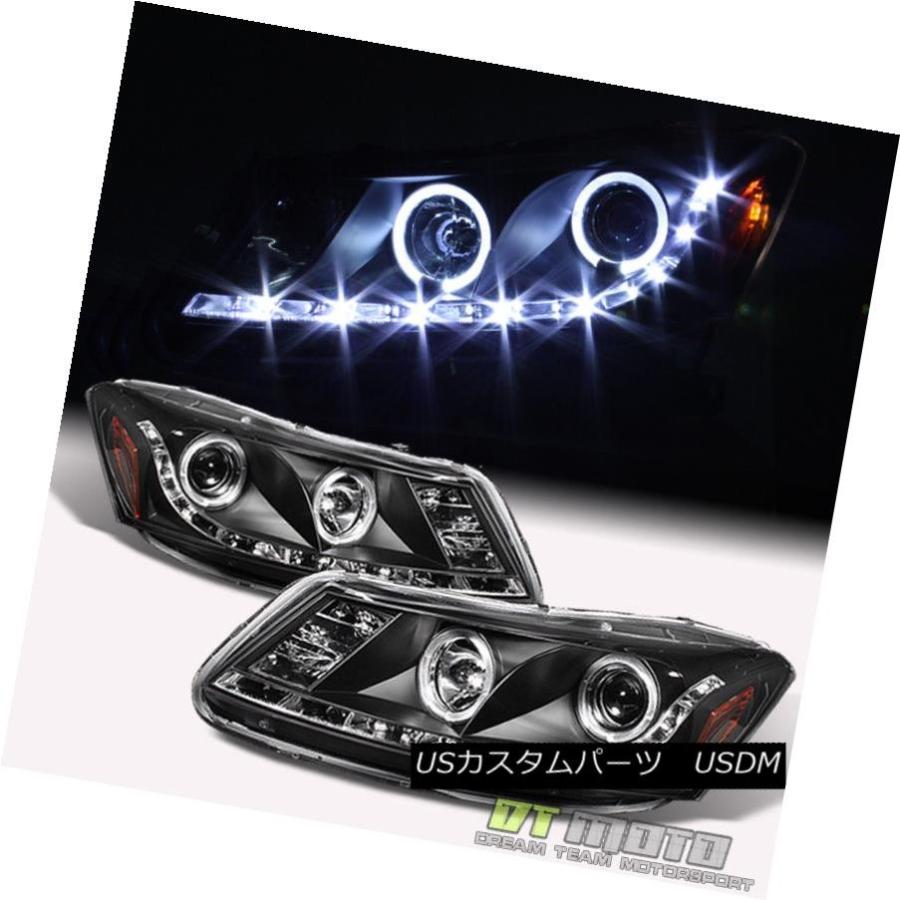 ヘッドライト Blk 2008-2012 Honda Accord 4Dr Haloプロジェクターヘッドライト（LEDランニングランプ付） For B
