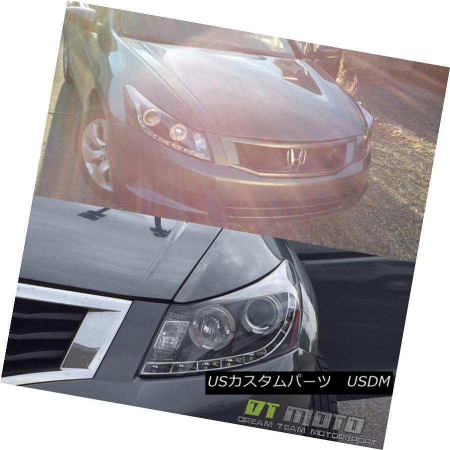 ヘッドライト Blk 2008-2012 Honda Accord 4Dr Haloプロジェクターヘッドライト（LEDランニングランプ付） For Bの画像