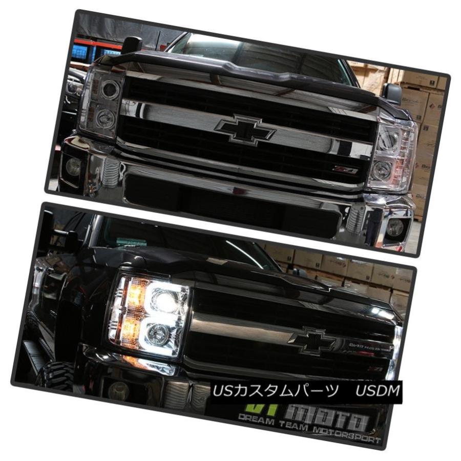 ヘッドライト 2015-2017 Chevy Silverado 2500HD 3500HD LEDハロープロジェクターヘッドライトランプペア 201