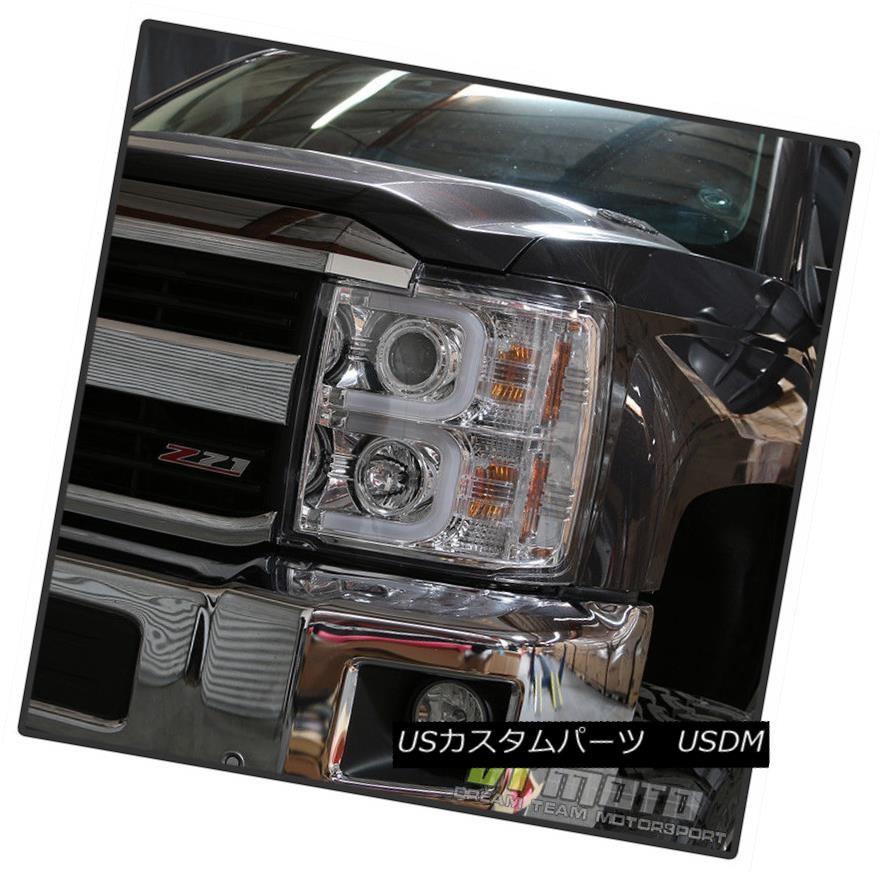 ヘッドライト 2015-2017 Chevy Silverado 2500HD 3500HD LEDハロープロジェクターヘッドライトランプペア 201の画像