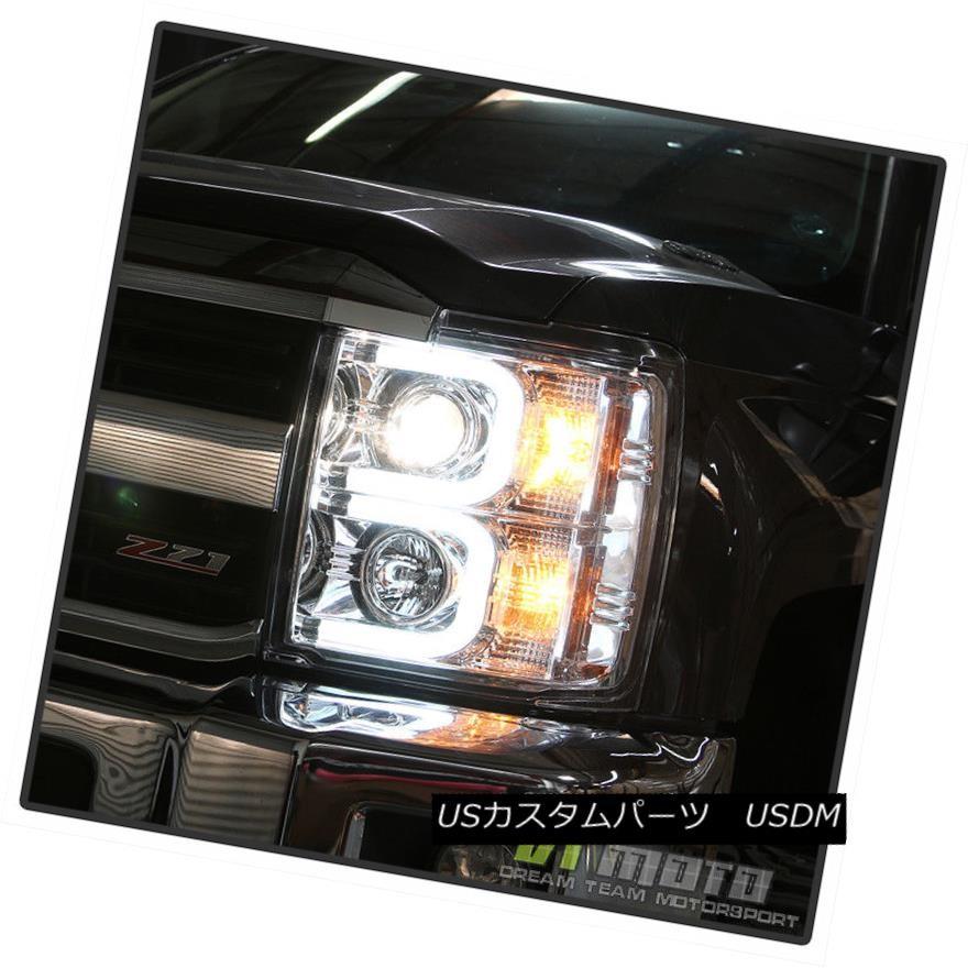 ヘッドライト 2015-2017 Chevy Silverado 2500HD 3500HD LEDハロープロジェクターヘッドライトランプペア 201の画像