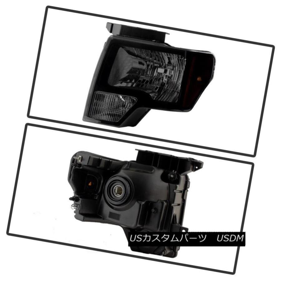 ヘッドライト ブラックスモーク2009-2014フォードF150 F-150ヘッドライトライト交換左+右 Black Smoked 2009-2014の画像