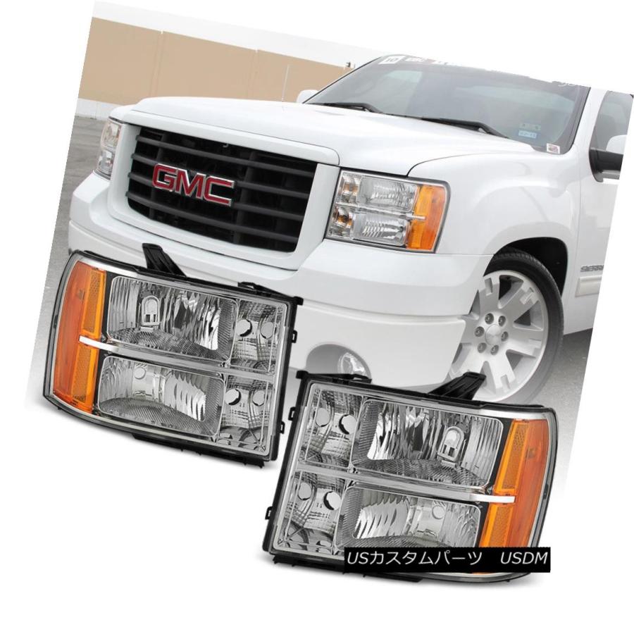 ヘッドライト 2007-2013 GMC Sierra 1500 2500HD 3500HDクリスタルヘッドライトヘッドランプ左+右 2007-201