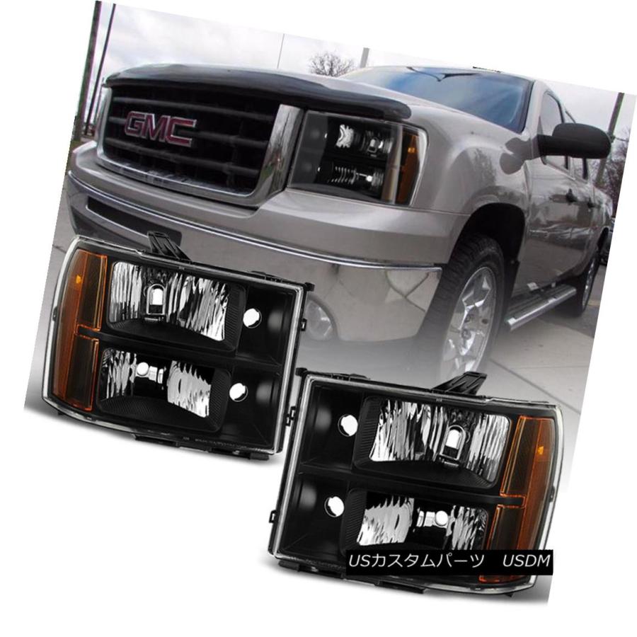 ヘッドライト ブラック2007-2013 GMC Sierra 1500 2500 3500ヘッドライトヘッドランプ07-13左+右 Black 20