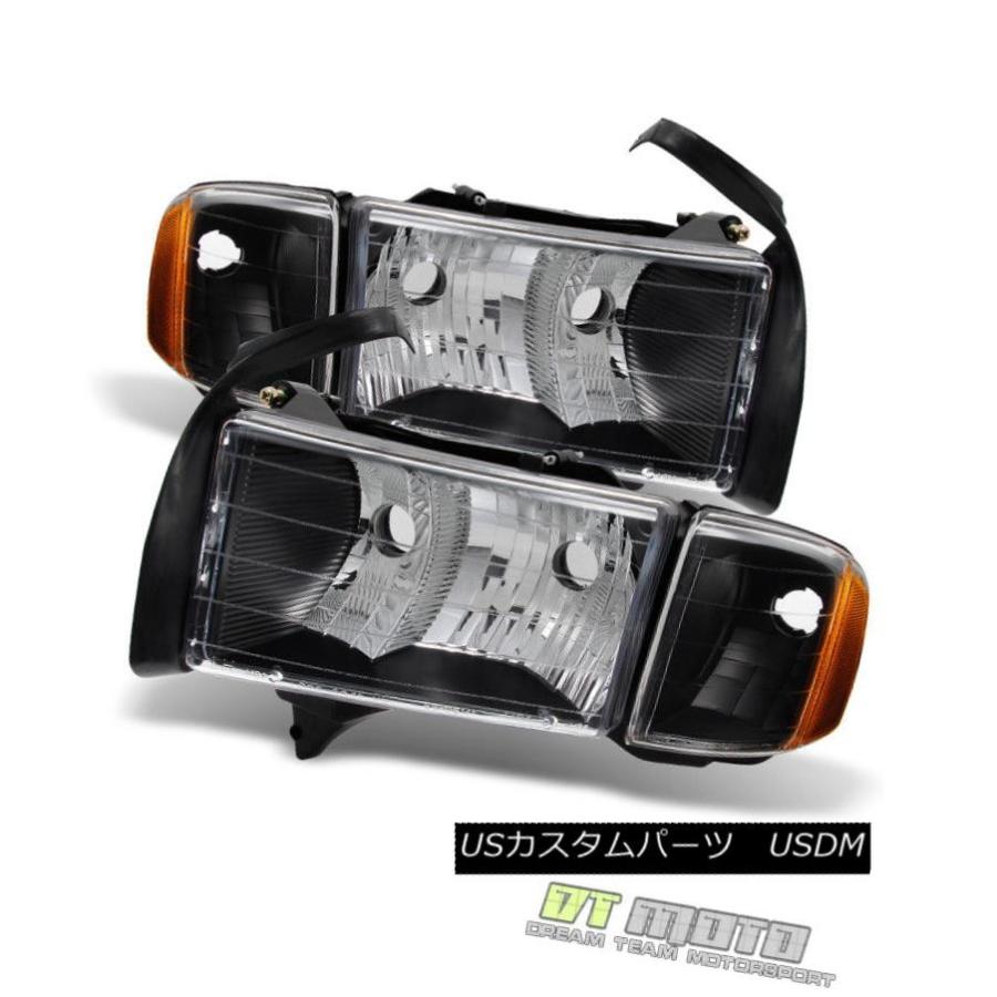 ヘッドライト ブラック1999-2002ダッジラムスポーツモデルヘッドライトヘッドランプ+コーナーランプ Black 1999-2002 Dodge