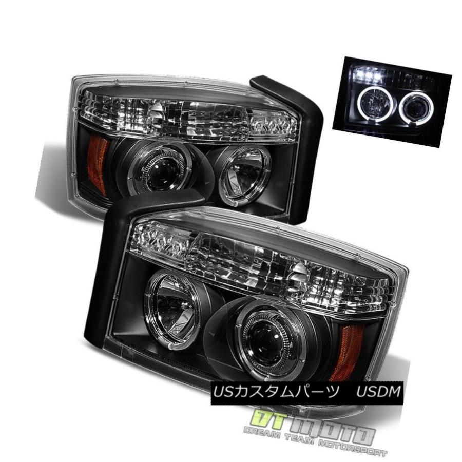 前照灯 黒2005-2007 Dodge Dakota LED Haloプロジェクターヘッドライトヘッドランプ左+右 Black 2005-20 ライト、レンズ-その他ライト