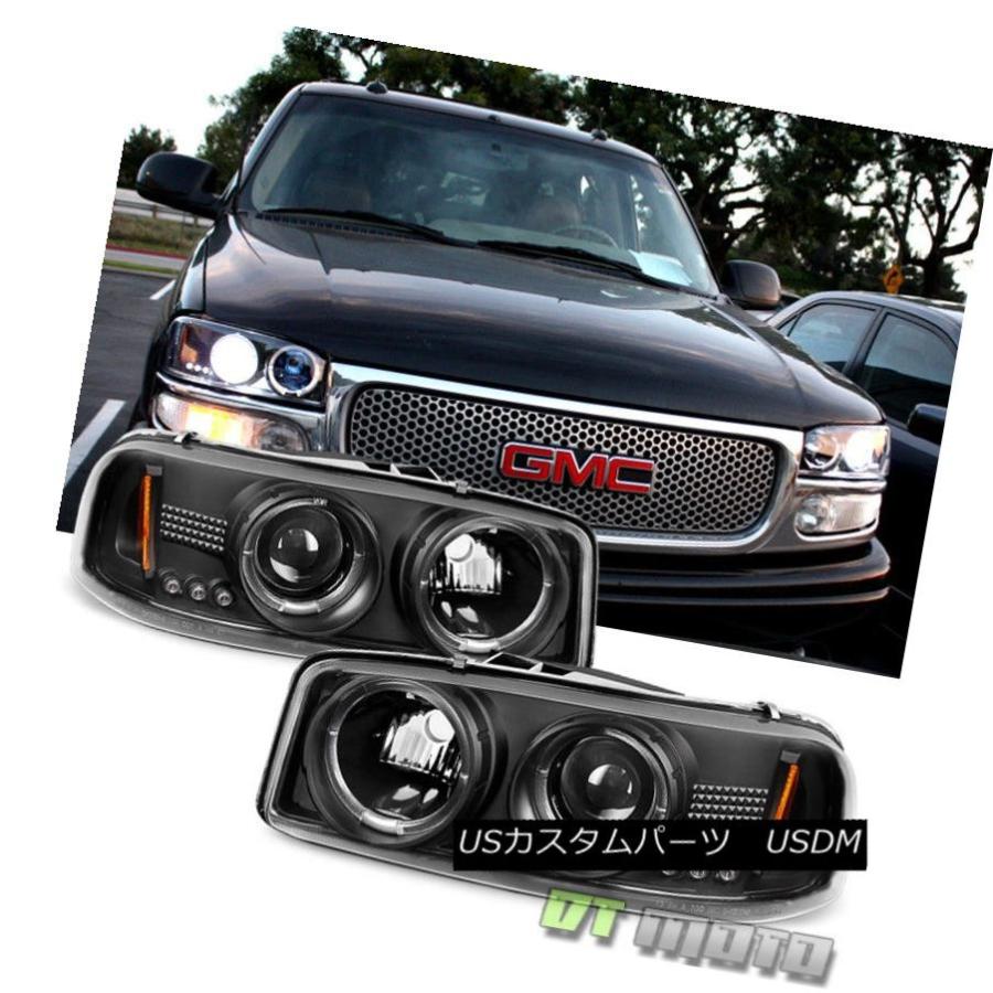 ヘッドライト 1999-2006 GMC Sierra Yukon Denali LEDハローブラックプロジェクターヘッドライトヘッドランプ 1999の画像