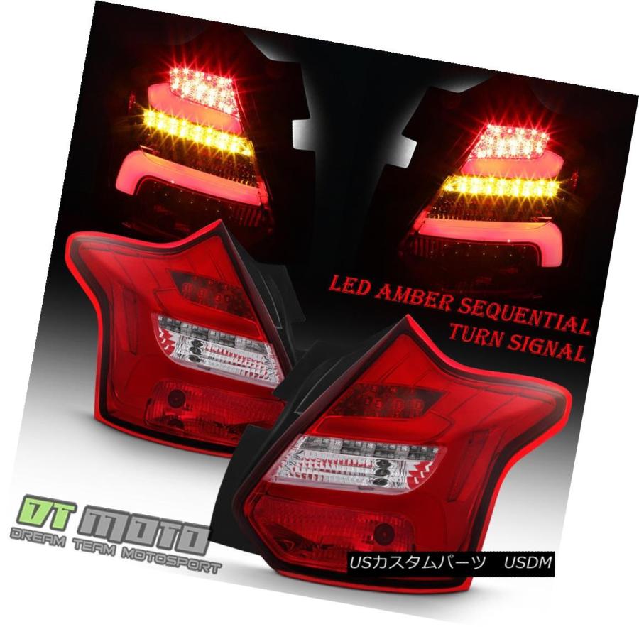 ヘッドライト Red 2012 2013 2014 Ford Focus Hatchback [逐次式] LEDチューブテールライトランプ Red 2