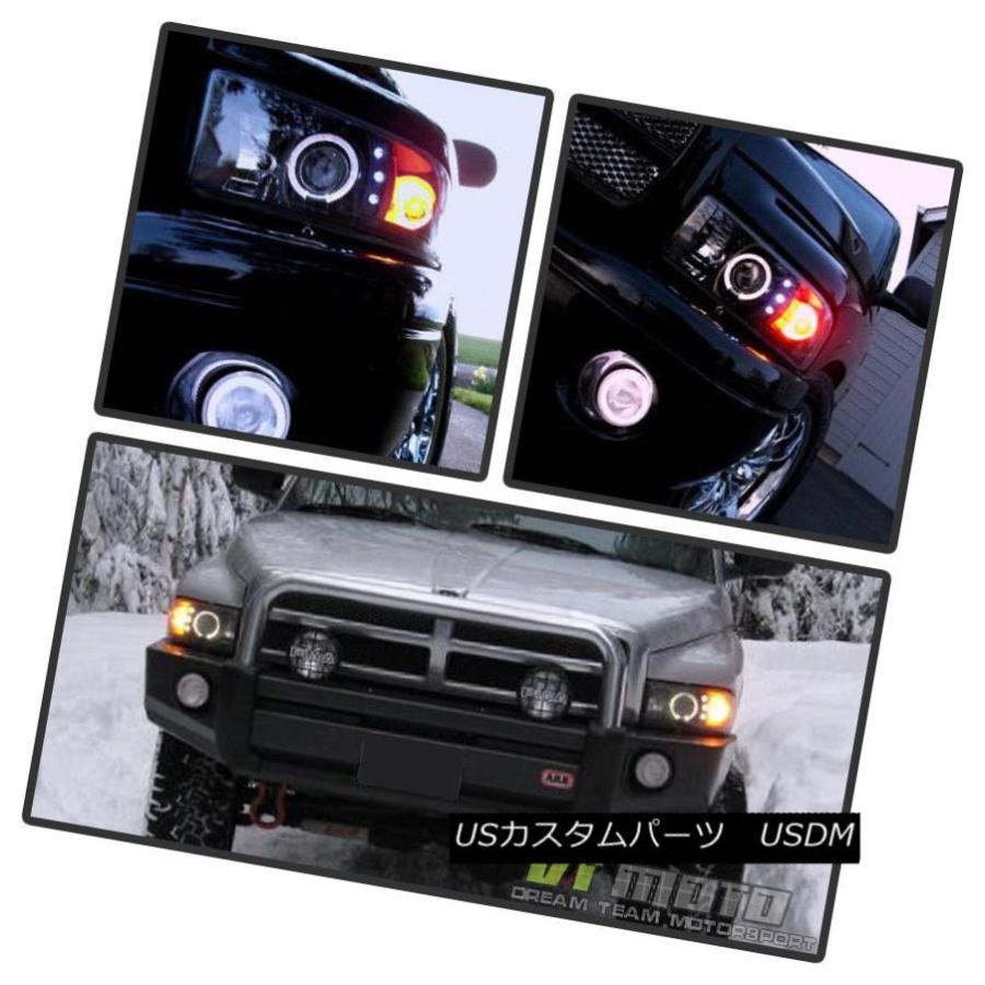 ヘッドライト Blk 1994-2001 Dodge Ram 1500 94-02 2500 3500 LEDハロープロジェクターヘッドライトペア B