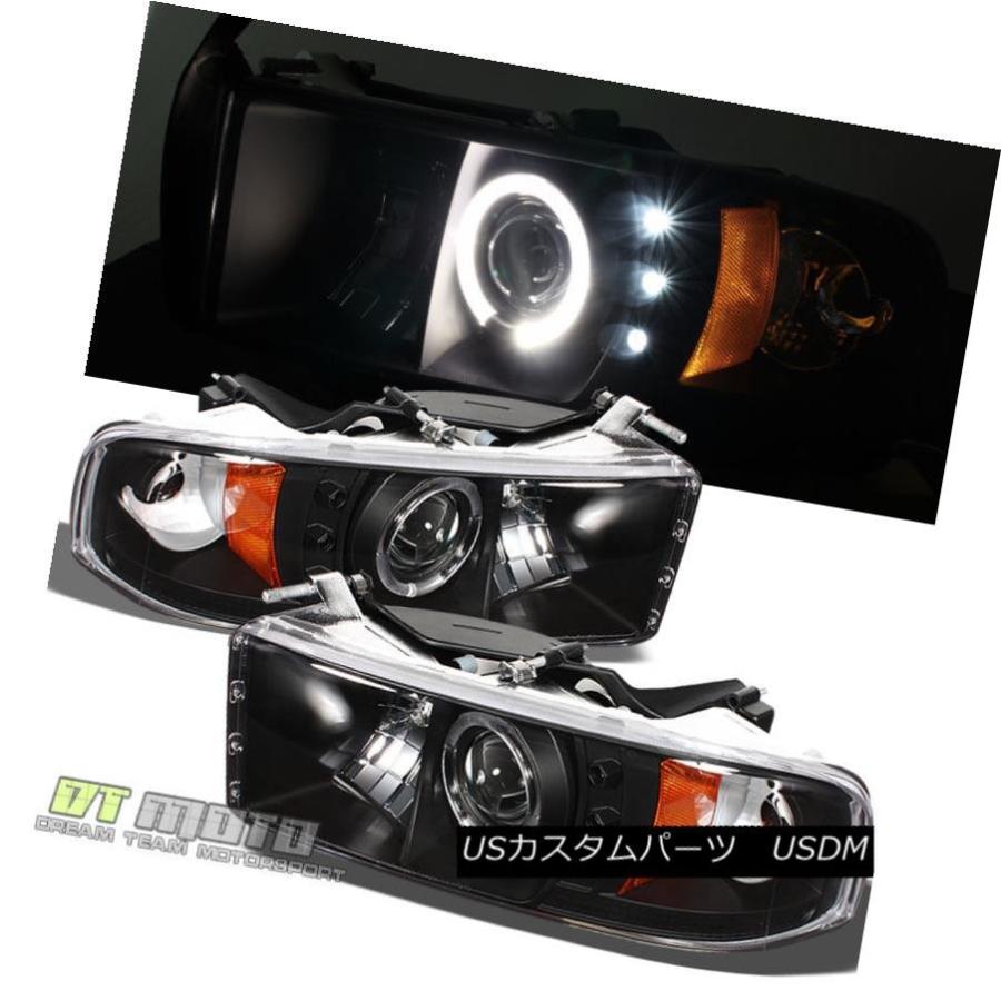 ヘッドライト Blk 1994-2001 Dodge Ram 1500 94-02 2500 3500 LEDハロープロジェクターヘッドライトペア Bの画像