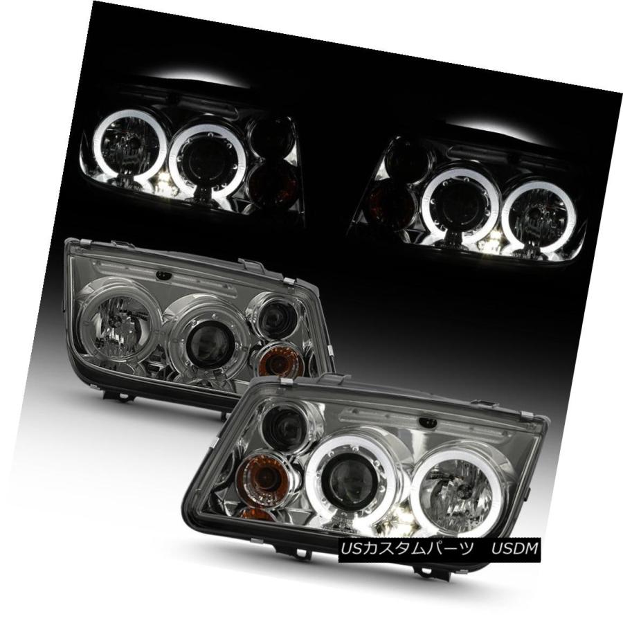 ヘッドライト スモーク1999-2005 VWジェッタMK4 LEDハロープロジェクターヘッドライトヘッドランプ左+右 Smoked 1999-200