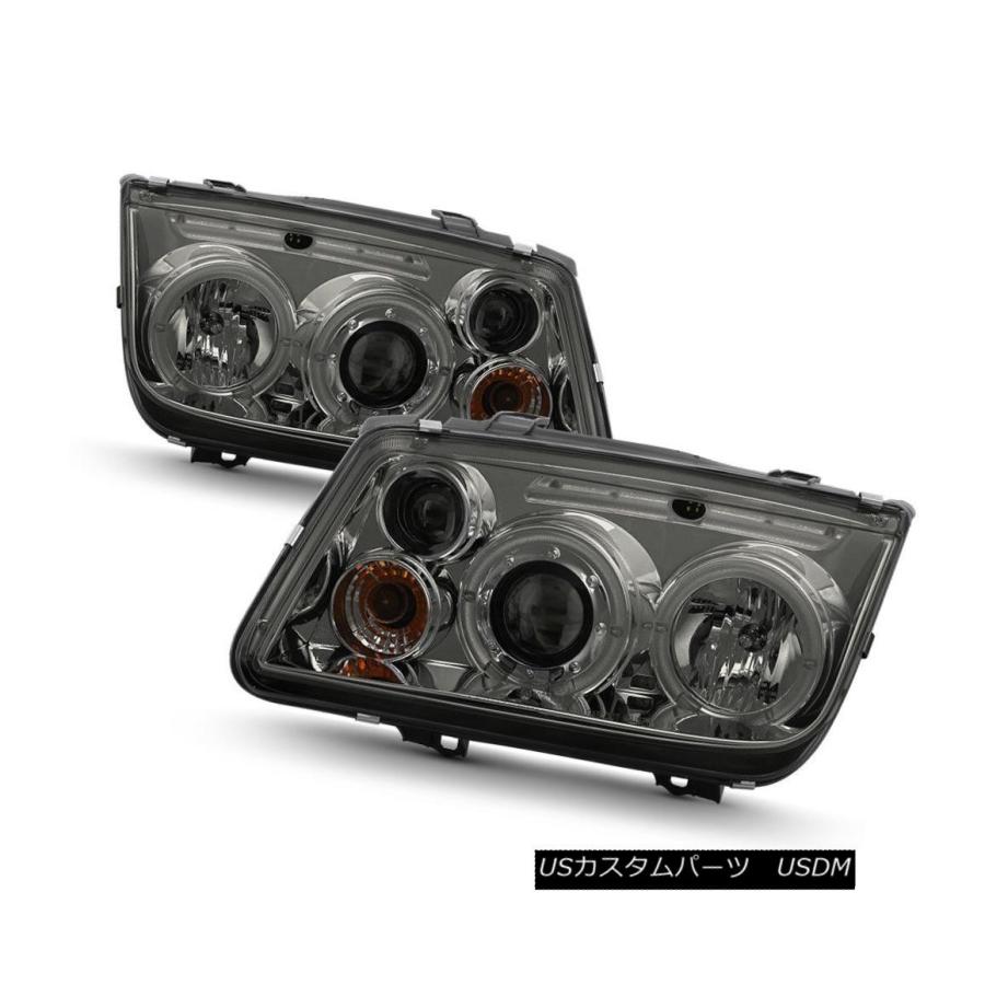 ヘッドライト スモーク1999-2005 VWジェッタMK4 LEDハロープロジェクターヘッドライトヘッドランプ左+右 Smoked 1999-200の画像