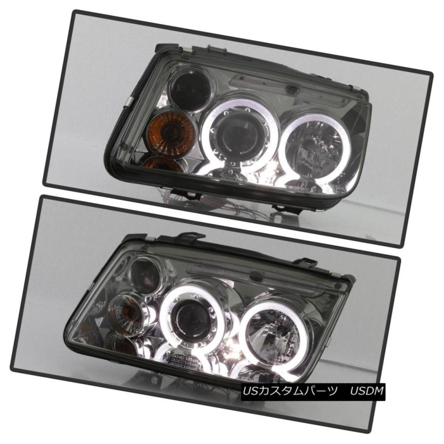 ヘッドライト スモーク1999-2005 VWジェッタMK4 LEDハロープロジェクターヘッドライトヘッドランプ左+右 Smoked 1999-200の画像