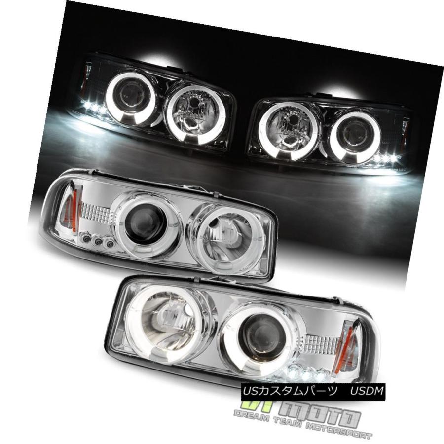 ヘッドライト 1999-2006 GMC Sierra 1500 Yukon Denali LEDハロープロジェクターヘッドライトヘッドランプ 199