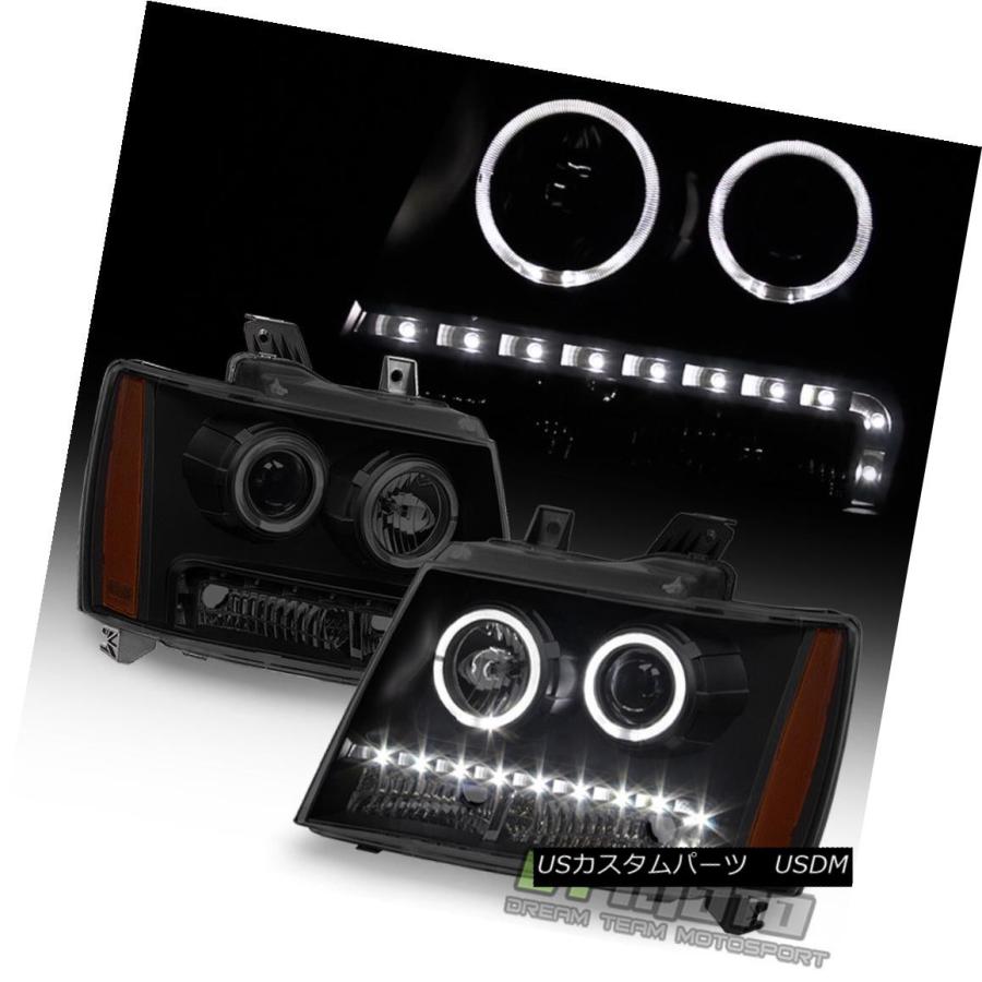 前照灯 Blk Smoke 2007-2013 Chevy Suburban 1500 Tahoe LED Halo DRL映写機天々 自動車-その他ライト-ライト、レンズ