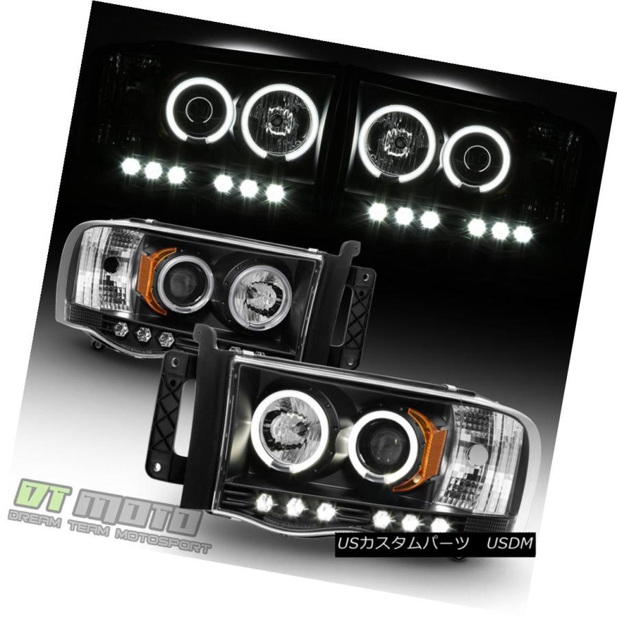 前照灯 Black 2002-2005 Dodge Ram 1500 2500 LED CCFL Haloプロジェクターヘッドライトヘッドランプ ライト、レンズ-その他ライト-車、バイク、自転車