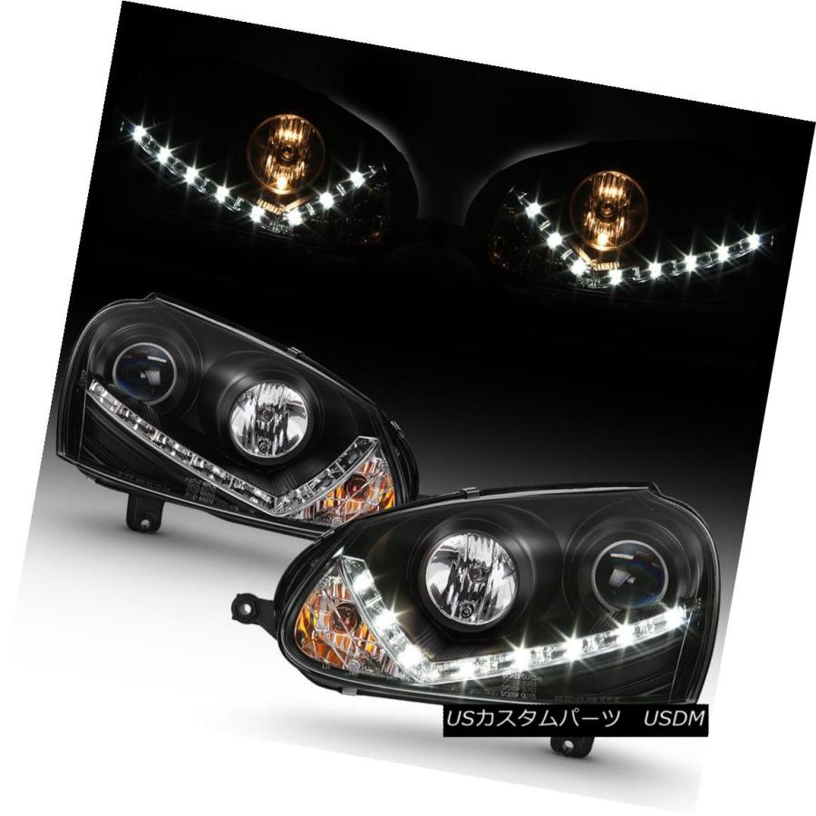 前照灯 黒いこと2006-2009 VW GTIジェッタラビットDRL LEDストリッププロジェクターヘッドライト06-09 Black 200 ライト、レンズ-自動車-車、バイク、自転車