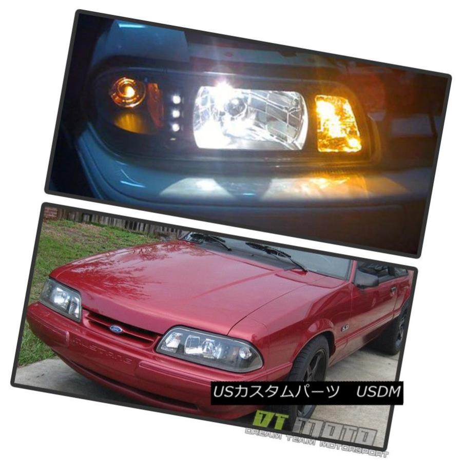 ヘッドライト 1987-1993 Mustang 6in1 LED 1PCブラックヘッドライト（コーナー/駐車信号あり） 1987-1993 Must