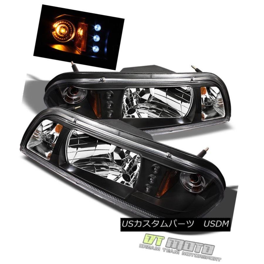 ヘッドライト 1987-1993 Mustang 6in1 LED 1PCブラックヘッドライト（コーナー/駐車信号あり） 1987-1993 Mustの画像