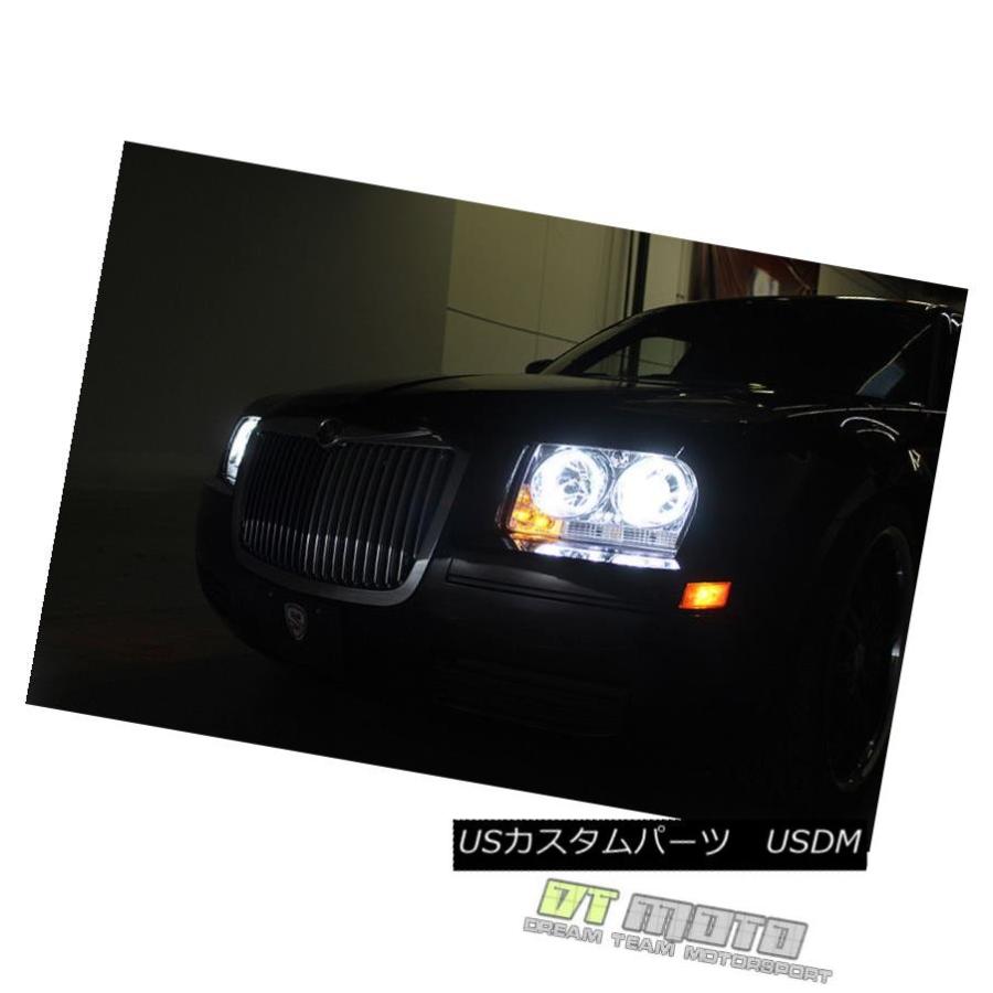 ヘッドライト ブラック2008-2009-2010クライスラー300 LEDハロープロジェクターヘッドライトセット左+右 Black 2008-200