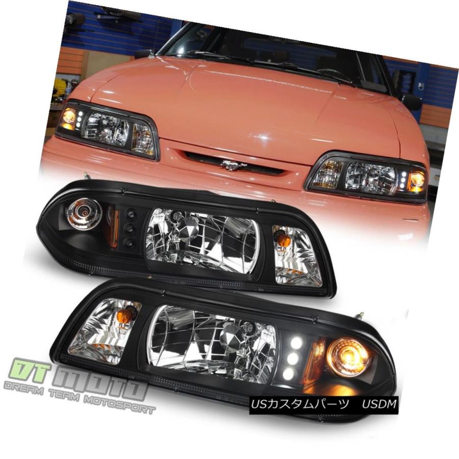 前照灯 黒いこと1987 1988 1989 19990 1991 1992 1993フォードマスタングLEDヘッドライトヘッドランプ Blac 車、バイク、自転車-その他ライト-ライト、レンズ