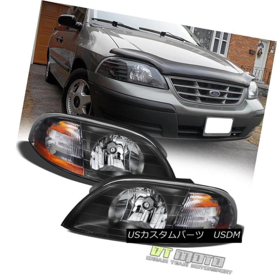 ヘッドライト ブラック1999-2003 Ford Windstar交換用ヘッドライトヘッドライトペア左右+右 Black 1999-2003 For