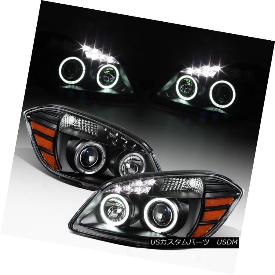 ヘッドライト ブラック2005-2010シボレーコバルト07-10ポンティアックG5 LED DRLハロープロジェクターヘッドライト Black 20
