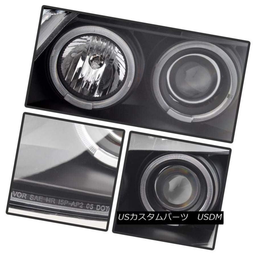 ヘッドライト ブラック2005-2010シボレーコバルト07-10ポンティアックG5 LED DRLハロープロジェクターヘッドライト Black 20の画像