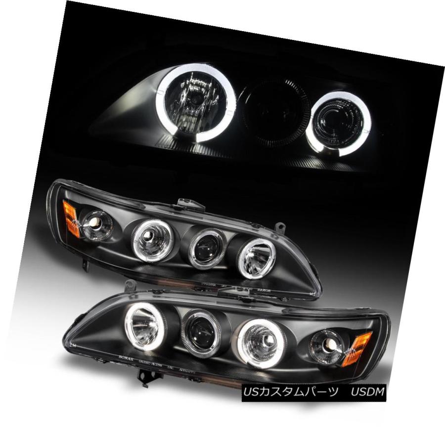 ヘッドライト 1998-2002 Honda Accord 2 / 4Dr LEDハロープロジェクターヘッドライト用左+右 For Black 199
