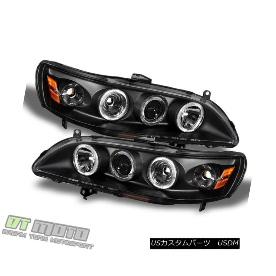 ヘッドライト 1998-2002 Honda Accord 2 / 4Dr LEDハロープロジェクターヘッドライト用左+右 For Black 199の画像