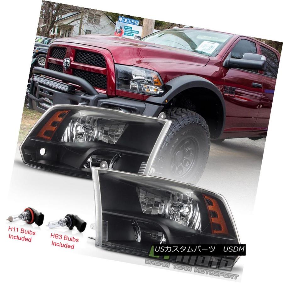ヘッドライト 2009-2017 Dodge Ram 1500 10-17 2500 3500ヘッドライトブラッククワッドスタイルヘッドランプ 200