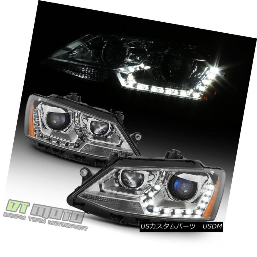 ヘッドライト ハロゲン2011-2017 VWジェッタセダンLED U字型DRLプロジェクターヘッドライト11-17ランプ Halogen 2011-の画像