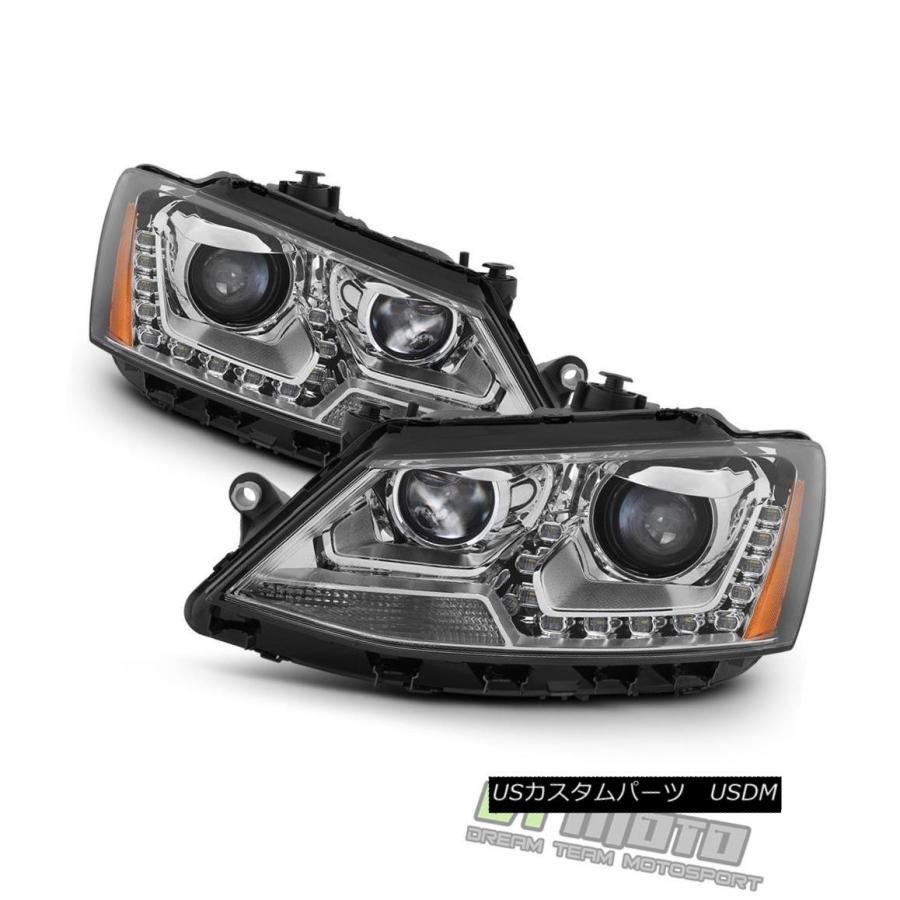 ヘッドライト ハロゲン2011-2017 VWジェッタセダンLED U字型DRLプロジェクターヘッドライト11-17ランプ Halogen 2011-の画像