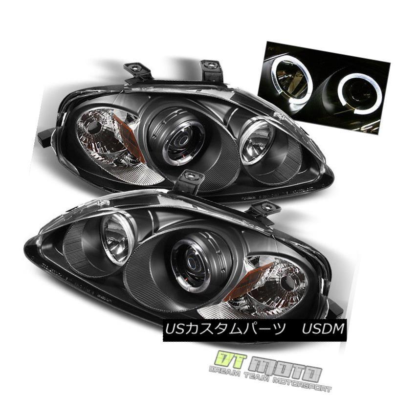 ヘッドライト Blk 1999-2000用Honda Civic LEDハロープロジェクターヘッドライトヘッドランプ左+右 For Blk 1999-の画像