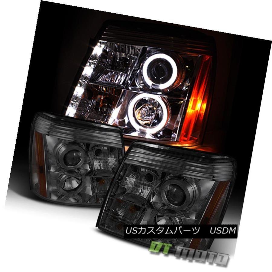 ヘッドライト スモーク2003-2006 Cadillac Escalade LEDハロープロジェクターヘッドライト（Daytime DRL付） Sm