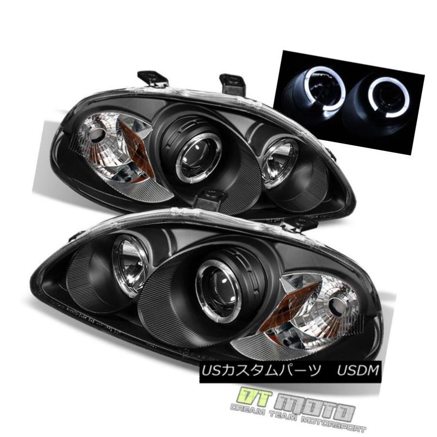 ヘッドライト Blk 1996-1998用Honda Civic LEDハロープロジェクターヘッドライトヘッドランプ左+右 For Blk 1996-の画像