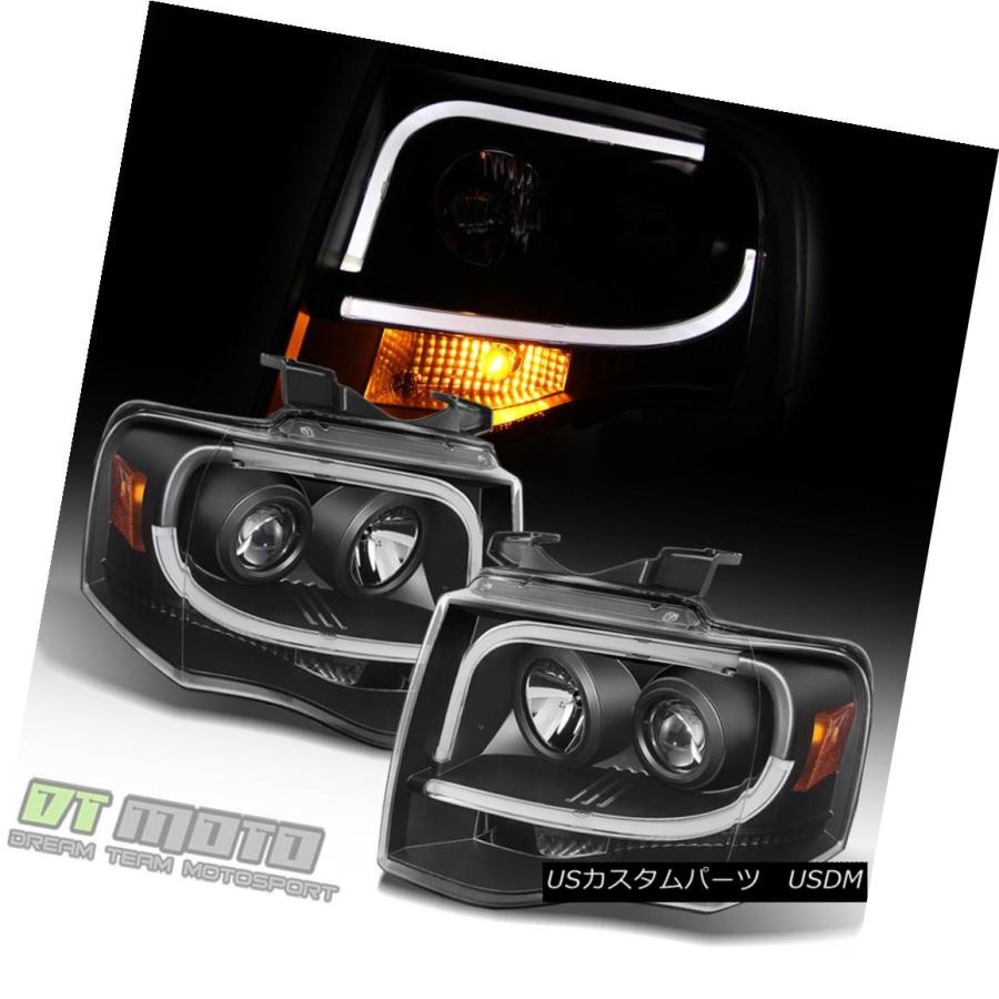ヘッドライト Blk 2007-2014 Ford Expedition LEDネオンチューブプロジェクターヘッドライト07-14ヘッドランプ Blk