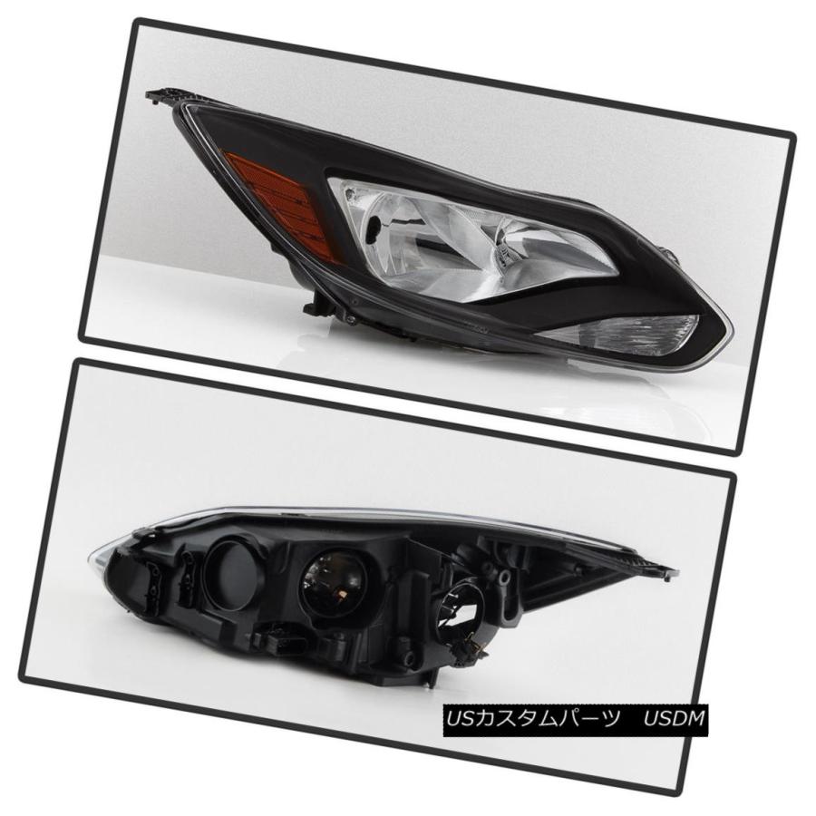 ヘッドライト Black 2012 2013 2014 Ford FocusヘッドライトヘッドランプアフターマーケットペアLeft + Right Bの画像