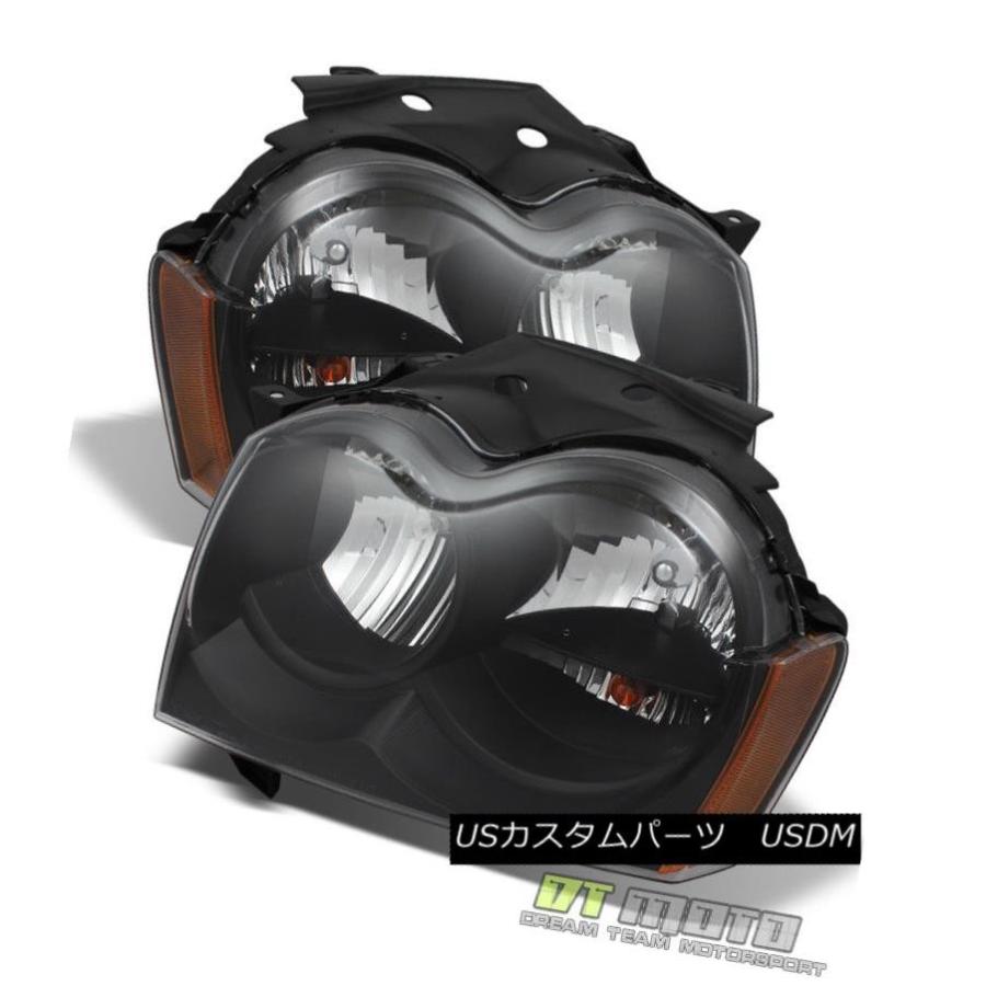 ヘッドライト ブラック2005年2006年2007ジープグランドチェロキーヘッドライトランプ左+右 Black 2005 2006 2007 Jeepの画像