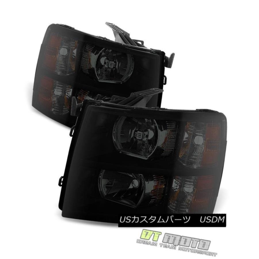 ヘッドライト ブラックスモーク2007-2013 Chevy Silverado 1500 2500 3500ヘッドライト左右07-14 Blackの画像