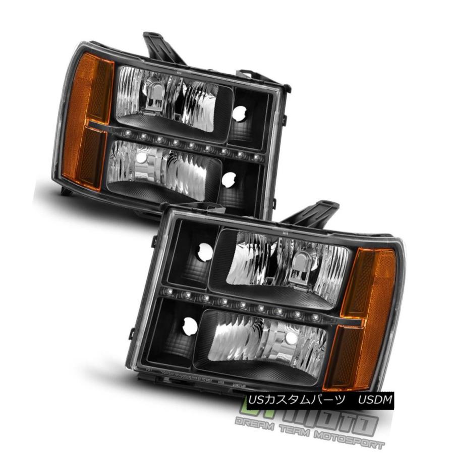 ヘッドライト Blk 2007 2008 2009 2010 2011 2012 2013 GMC Sierra 1500 2500HD LED DRの画像
