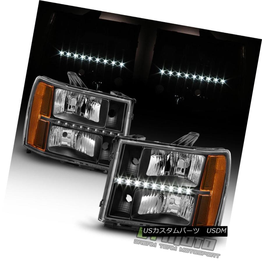 ヘッドライト Blk 2007 2008 2009 2010 2011 2012 2013 GMC Sierra 1500 2500HD LED DRの画像
