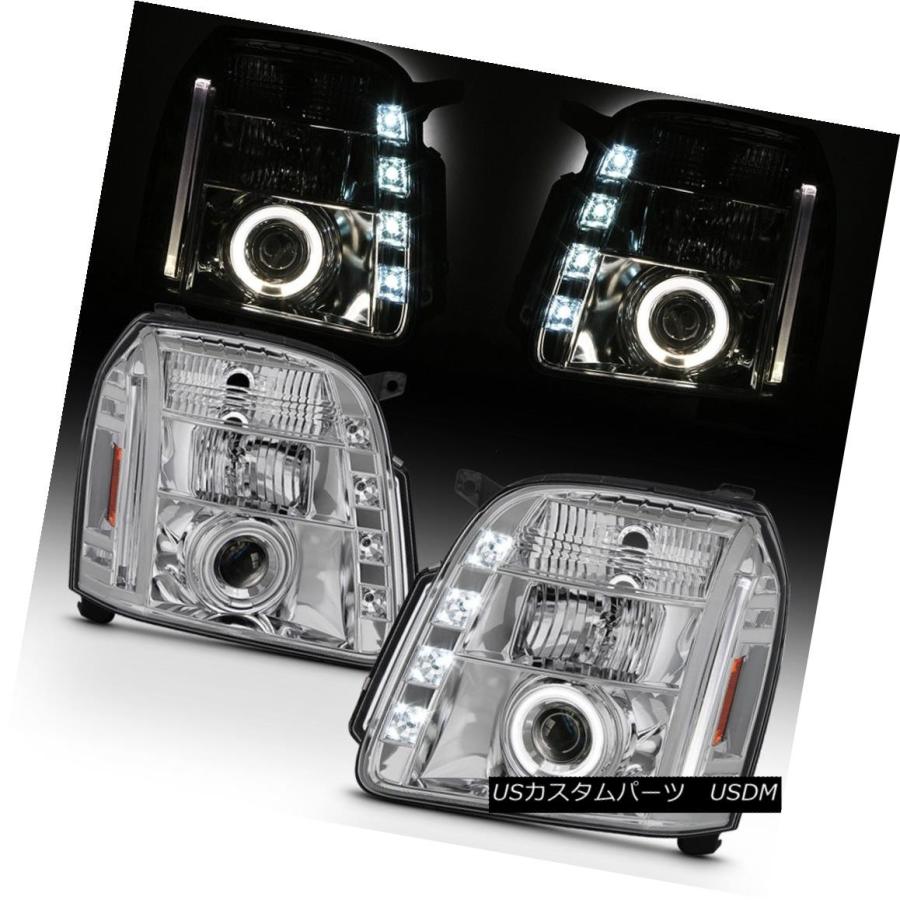 ヘッドライト 2007年?2013年GMCユーコンデナリLED DRLハロープロジェクターヘッドライトヘッドランプ 2007-2013 GMC Yuk